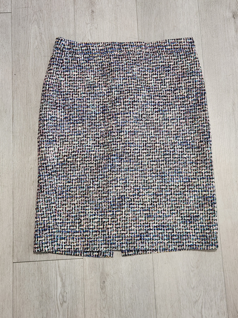 J. Crew Multicolor Tweed Pencil Skirt in Navy and Cream